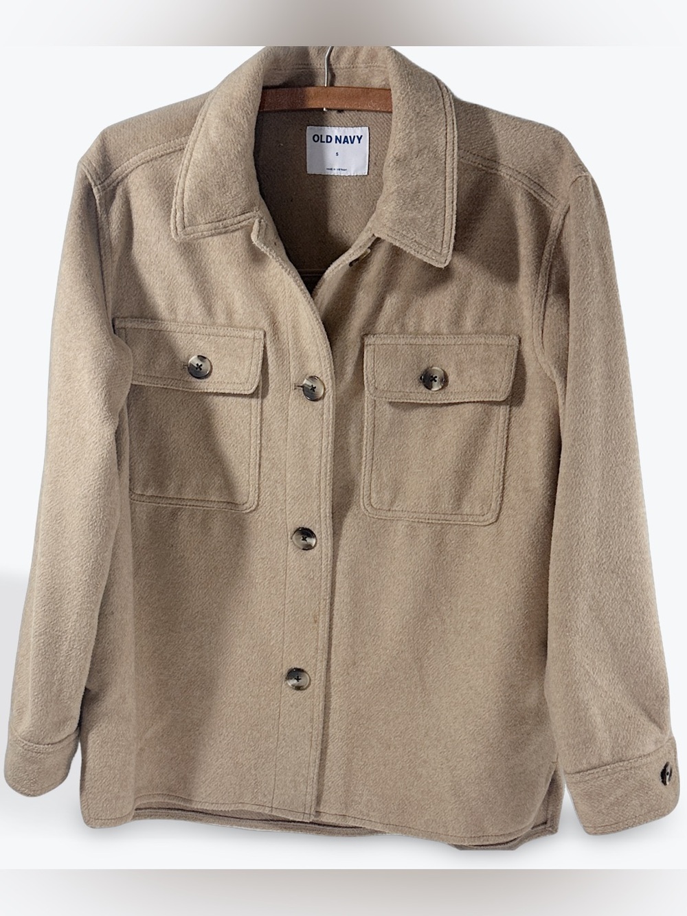 Old Navy Beige Button-Front utility Shacket coat Fleece men’s small